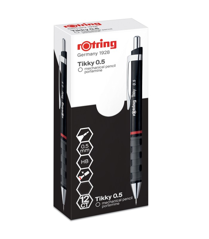 rOtring Tikky Mechanical Pencils | HB 0.50mm | Black Barrel | Box of 12
