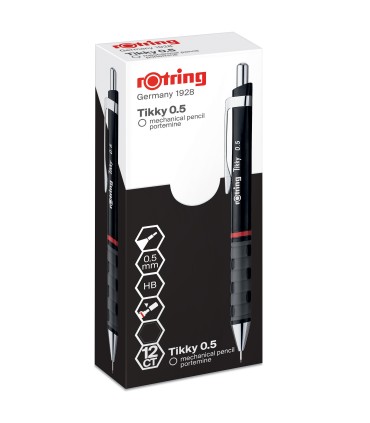 rOtring Tikky Mechanical Pencils | HB 0.50mm | Black Barrel | Box of 12