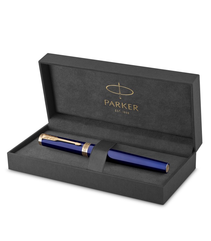 Parker Ingenuity Fountain Pen | Core Collection | Blue with Gold Trim | Medium Nib | Black Ink | Gift Box