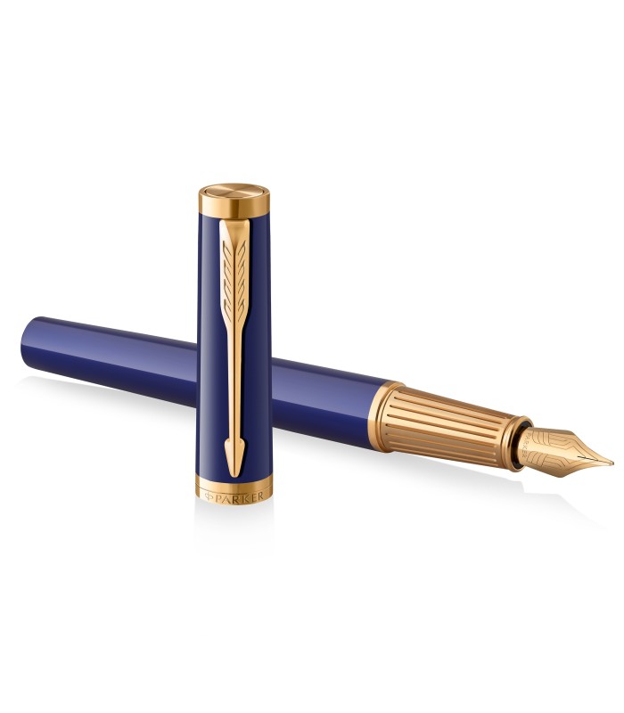 Parker Ingenuity Fountain Pen | Core Collection | Blue with Gold Trim | Medium Nib | Black Ink | Gift Box