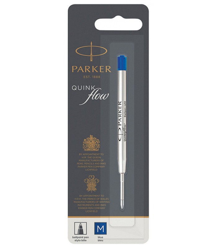 PARKER recharge bille Quinkflow, pointe moyenne, bleue, blister X 1