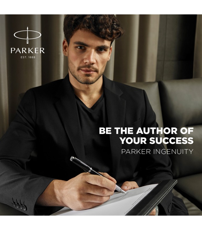 Parker Ingenuity Rollerball Pen | Core Collection | Black with Gold Trim | Fine Point with Black Ink | Gift Box