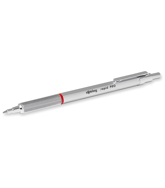 rOtring Rapid Pro Retractable Ballpoint Technical Drawing Pen | Medium Point | Blue Ink | Silver Full-Metal Body