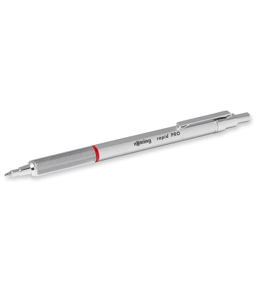 rOtring Rapid Pro Retractable Ballpoint Technical Drawing Pen | Medium Point | Blue Ink | Silver Full-Metal Body