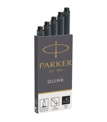 5 Quink Cartridge for PARKER Fountain Pen, Black ink - Long