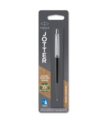 Parker Jotter Ballpoint Pen | Bond Street Black with Chrome Trim | Medium Point Blue Ink
