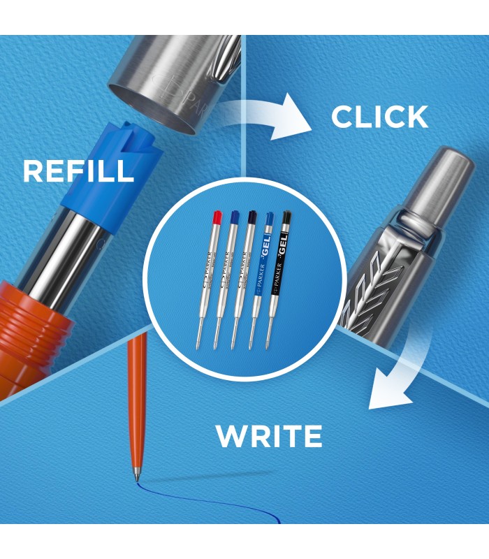 Parker Jotter Ballpoint Pen | Bond Street Black with Chrome Trim | Medium Point Blue Ink