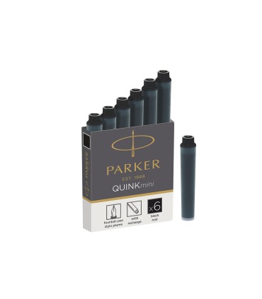 6 Quink Cartridge for PARKER Fountain Pen, Black ink - Short