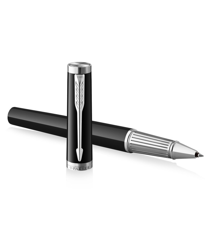 Parker Ingenuity Rollerball Pen | Core Collection | Black with Chrome Trim | Fine Point with Black Ink | Gift Box