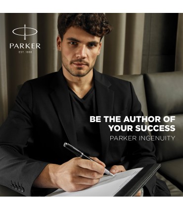 Parker Ingenuity Rollerball Pen | Core Collection | Black with Chrome Trim | Fine Point with Black Ink | Gift Box