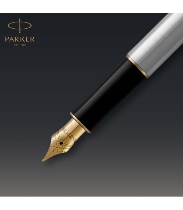 Parker Sonnet Fountain Pen | Stainless Steel with Gold Trim | Fine Nib | Gift Box