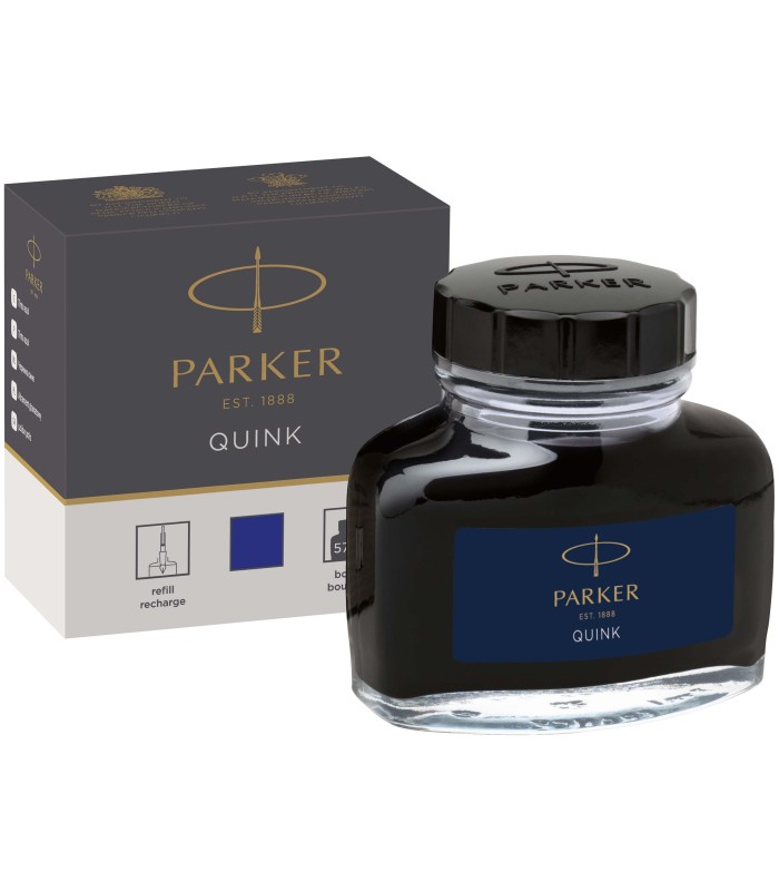 Parker Fountain Pen Ink Bottle | Blue QUINK Ink | 57 ml Fountain Pen Refill