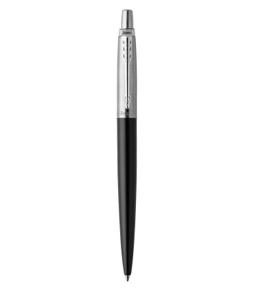 PARKER Jotter Ballpoint Pen, "Bond Street Black", Chrome trims, medium Point, Blue ink Refill