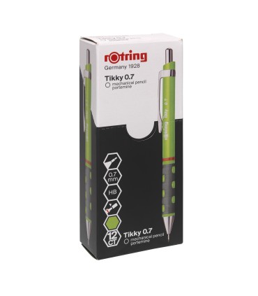 rOtring Tikky Mechanical Pencils | HB 0.7 mm Lead | Neon Green | Box of 12