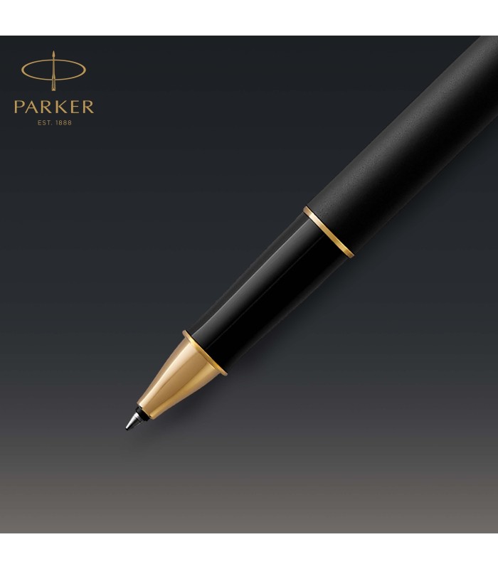 Parker Sonnet Rollerball Pen | Matte Black Lacquer with Gold Trim | Fine Point Black Ink | Gift Box