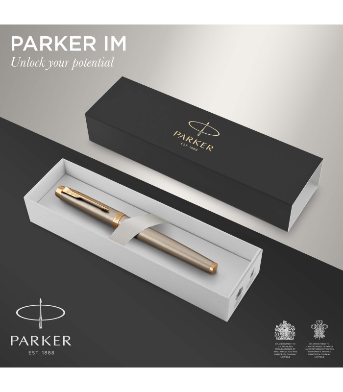 Parker IM Fountain Pen | Brushed Metal | Fine Nib with Blue Ink Refill | Gift Box