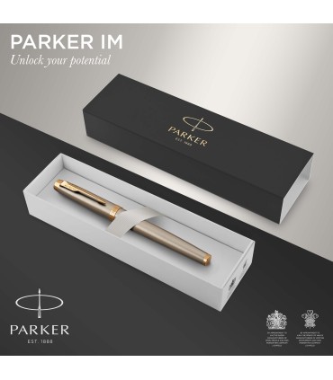 Parker IM Fountain Pen | Brushed Metal | Fine Nib with Blue Ink Refill | Gift Box