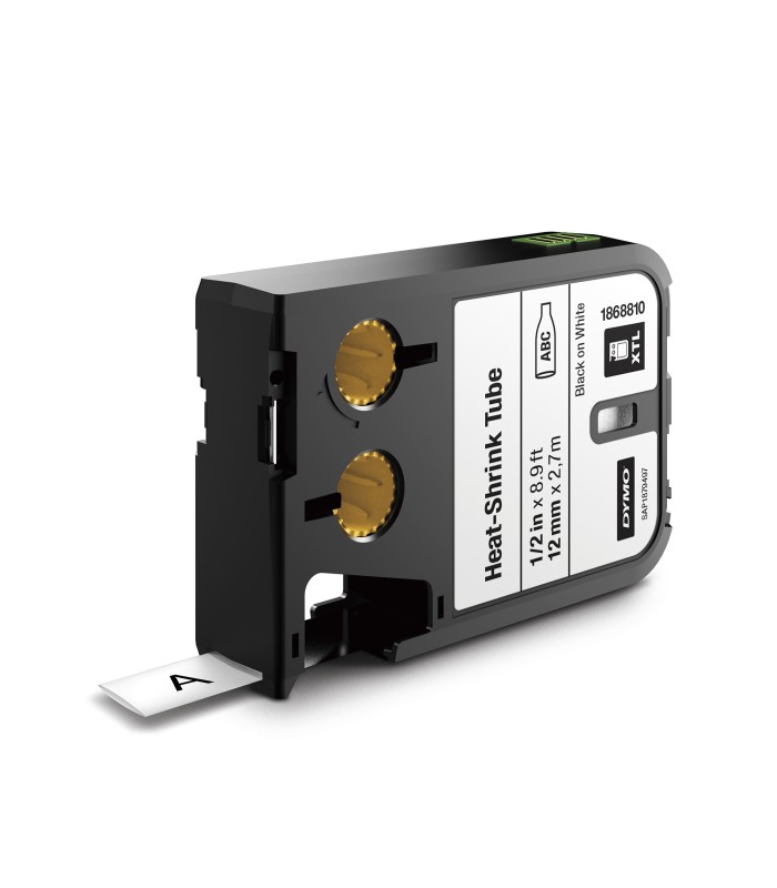 DYMO XTL Heat-Shrink Label Tubes | 12 mm x 2.7 m | Black on White