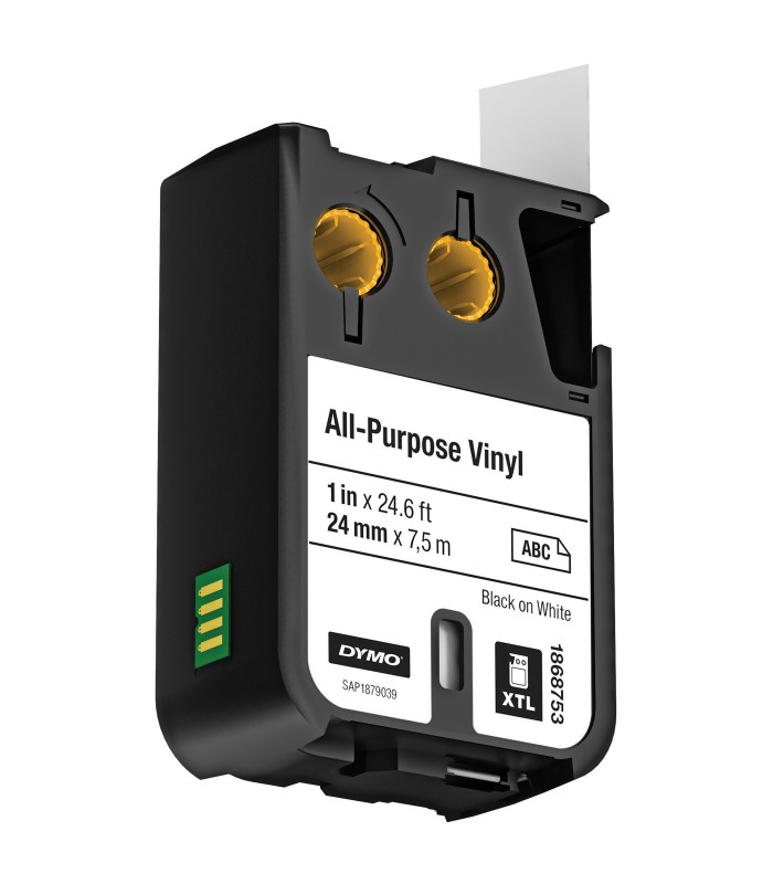 DYMO XTL All-Purpose Vinyl  Labels | 24 mm x 7 m | Black on White