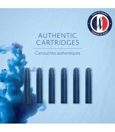 Waterman Fountain Pen Refill Ink Cartridges | Standard International (Short) | Serenity Blue | 6 Count