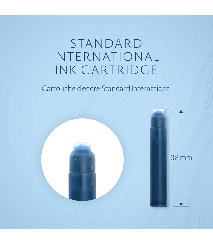 Waterman Fountain Pen Refill Ink Cartridges | Standard International (Short) | Serenity Blue | 6 Count