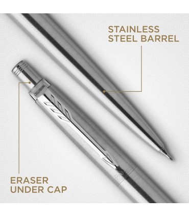 Parker Jotter Duo Gift Set with Ballpoint Pen & Mechanical Pencil (0.5mm) | Stainless Steel with Chrome Trim | Handwriting Pens 