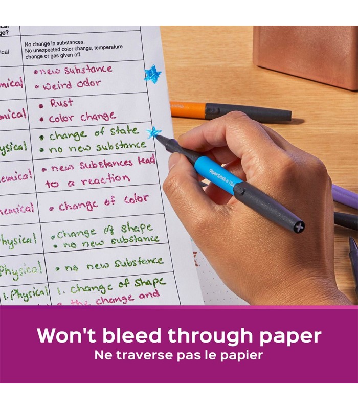 Paper Mate Flair Metallic Felt Tip Pens | Glittery Ink Shines on White Paper | Assorted Colours | Medium Point (0.7mm) | 6 Count