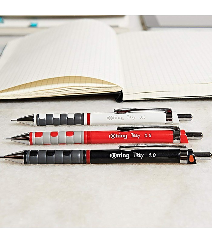 rOtring Tikky Colour-Coded Mechanical Pencils | 1.0 mm | Burgundy Barrel | Box of 12