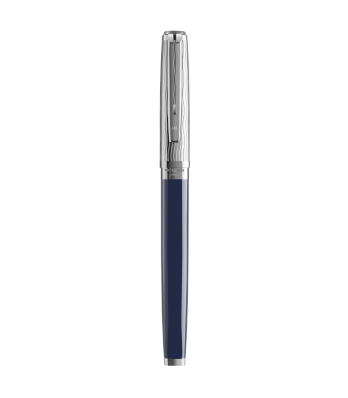 Stylo plume Waterman Exception | Laqué Bleu | Capuchon ciselé | Plume Fine 18K | Coffret cadeau