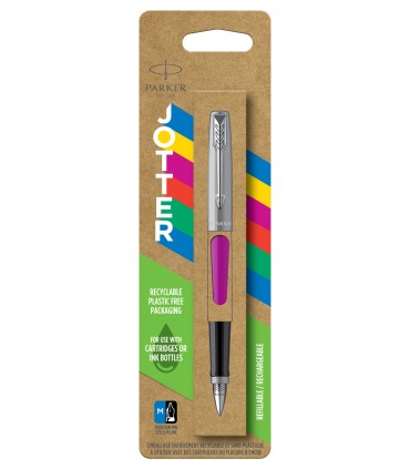 Parker Jotter Originals stylo plume | finition magenta classique | pointe moyenne | encre bleue | sous blister recyclable