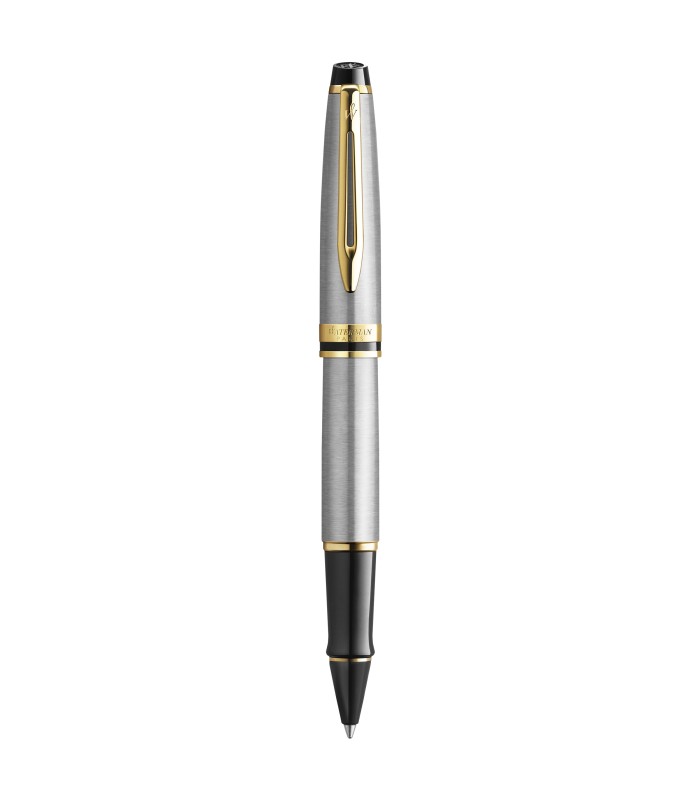 Waterman Expert stylo roller | acier inoxydable avec attributs dorés | pointe fine | coffret cadeau