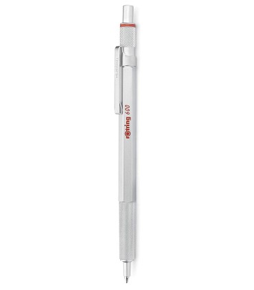 rOtring 600 Stylo bille, Argent chromé, recharge noire pointe moyenne