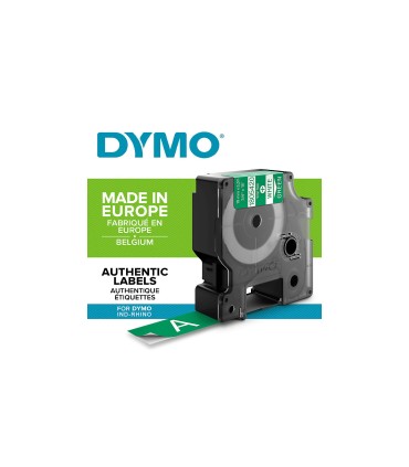 DYMO Rhino - Etiquettes Industrielles Vinyle 19mm x 5.5m - Blanc sur Vert