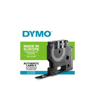 DYMO Rhino - Vinyl-Etiketten, 12mm x 5.5m, Weiß auf Schwarz