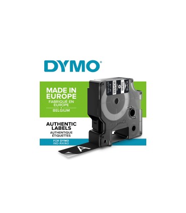 DYMO Rhino - Vinyl-Etiketten, 19mm x 5.5m, Weiß auf Schwarz