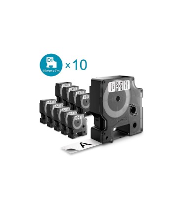 DYMO LabelManager D1 - Hochleistungsbänder, 19mm x 7m, Schwarz auf Weiß (10er Packung)