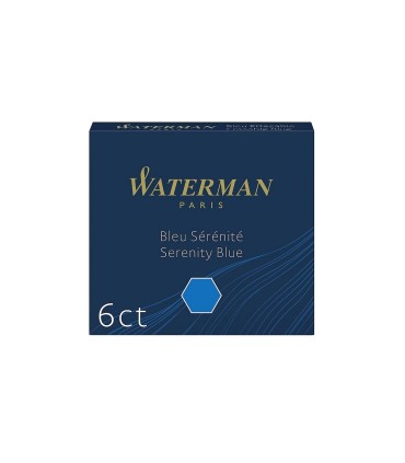 WATERMAN boite de 6 cartouches pour stylo plume, petit format, couleur Bleu Sérénité