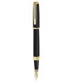 WATERMAN Exception Slim Fountain Pen, Black Lacquer, Gold trims, medium 18K Nib - Gift Boxed