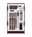 rOtring Set College : Porte-mine 0.5 + 3 Stylos Isograph 0.2/0.4/0.6mm + gomme + 12 mines HB + flacon d'encre 23 ml + attache co