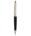 WATERMAN Carene Deluxe Edition - Ballpoint Pen, Black Lacquer barrel & Silver-plated Cap, Gold trims, ink refill black medium po