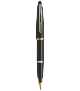 WATERMAN Carene stylo plume, noir brillant, attributs dorés, plume moyenne 18K, Coffret cadeau