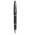 WATERMAN Carene stylo bille, noir brillant, attributs dorés, recharge bleue pointe moyenne, Coffret cadeau