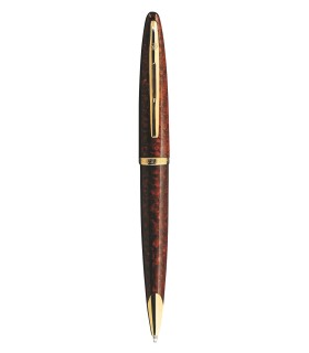 WATERMAN Carene Ballpoint Pen Amber, Gold trims, ink refill black medium point - Gift Boxed