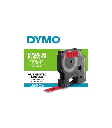 DYMO LabelManager D1 - StandardEtiketten, 12mm x 7m, Schwarz auf Rot