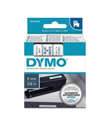 DYMO LabelManager cassette ruban D1 9mm x 7m bleu/Blanc (compatible avec les LabelManager et les LabelWriter Duo)