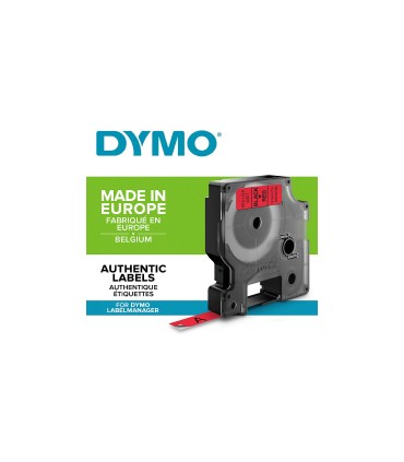 DYMO LabelManager D1 - StandardEtiketten, 9mm x 7m, Schwarz auf Rot