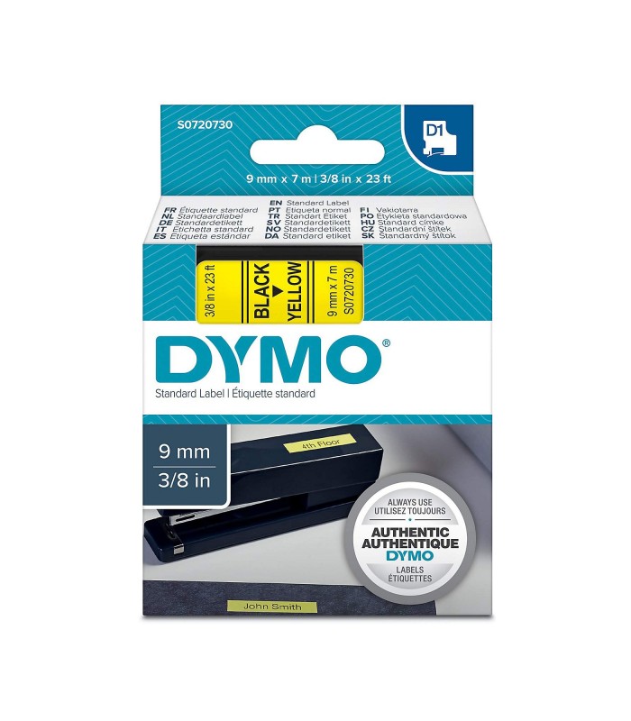 DYMO LabelManager cassette ruban D1 9mm x 7m Noir/Jaune (compatible avec les LabelManager et les LabelWriter Duo)