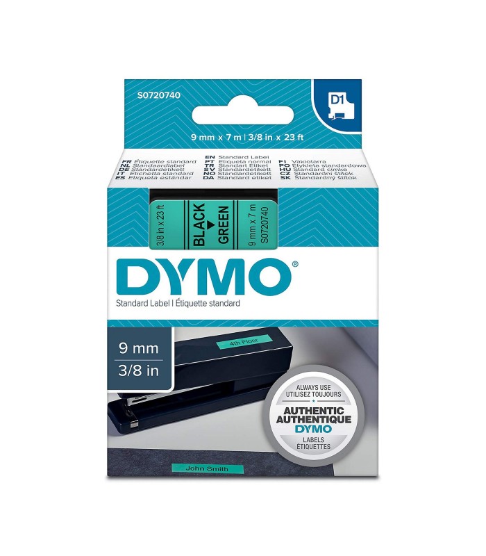 DYMO LabelManager cassette ruban D1 9mm x 7m Noir/Vert (compatible avec les LabelManager et les LabelWriter Duo)