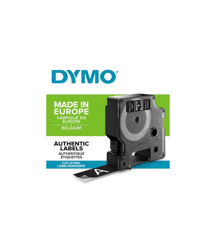 DYMO LabelManager cassette ruban D1 19mm x 7m Blanc/Noir (compatible avec les LabelManager et les LabelWriter Duo)