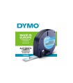 DYMO LetraTag - KunststoffEtiketten 12mm x 4m, Schwarz auf Transparent